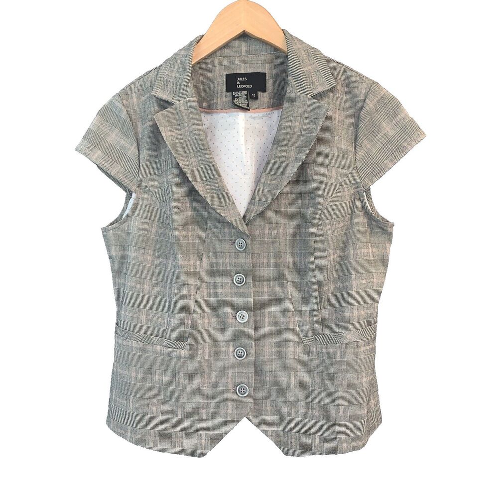 Y2K Brown Glen Plaid Waistcoat Vest Top Sz 12 Academia School Twee Jules Leopold